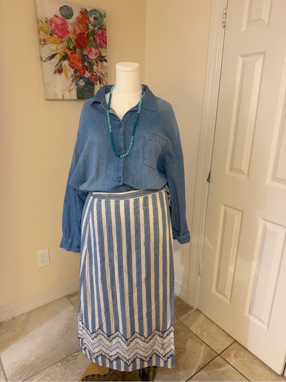 Tuckernuck Blue and White Striped Maxi Skirt